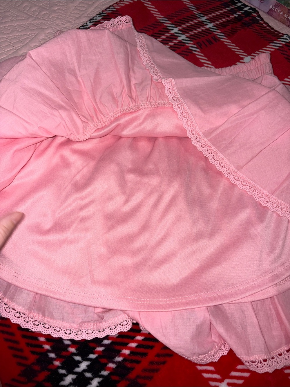 Francesca's Collections Pink Tiered Lace-Trim Mini Skirt - Picture 3 of 6